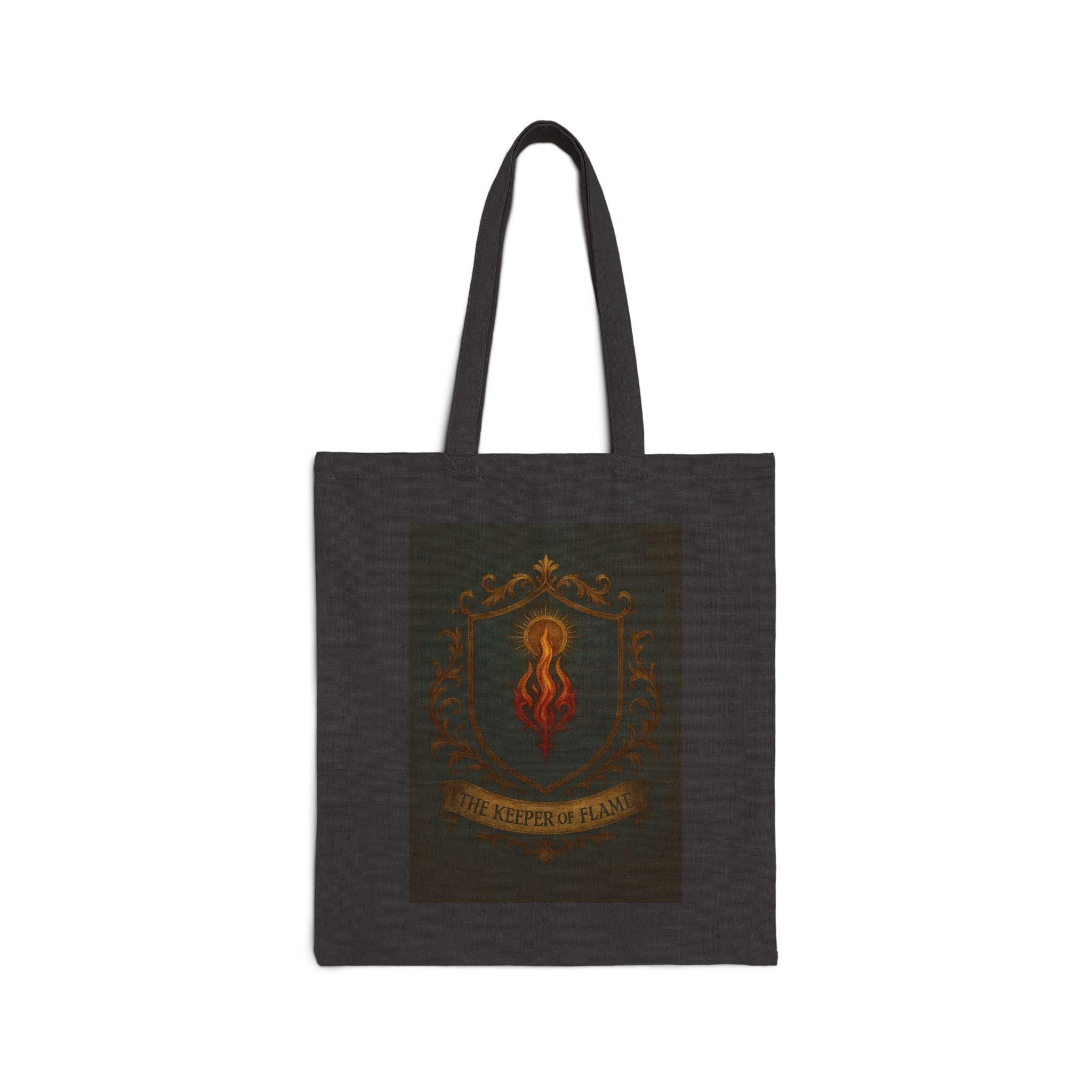 Vintage Flame Shield Cotton Canvas Tote Bag, Eco-Friendly Shopping Bag, Beach Tote, Gift for Her, Festival Bag, Handmade Canvas Bag