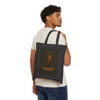 Vintage Flame Shield Cotton Canvas Tote Bag, Eco-Friendly Shopping Bag, Beach Tote, Gift for Her, Festival Bag, Handmade Canvas Bag